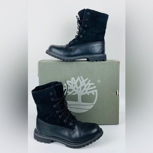 Timberland Black Teddy Fleece Combat Boots, Size 8